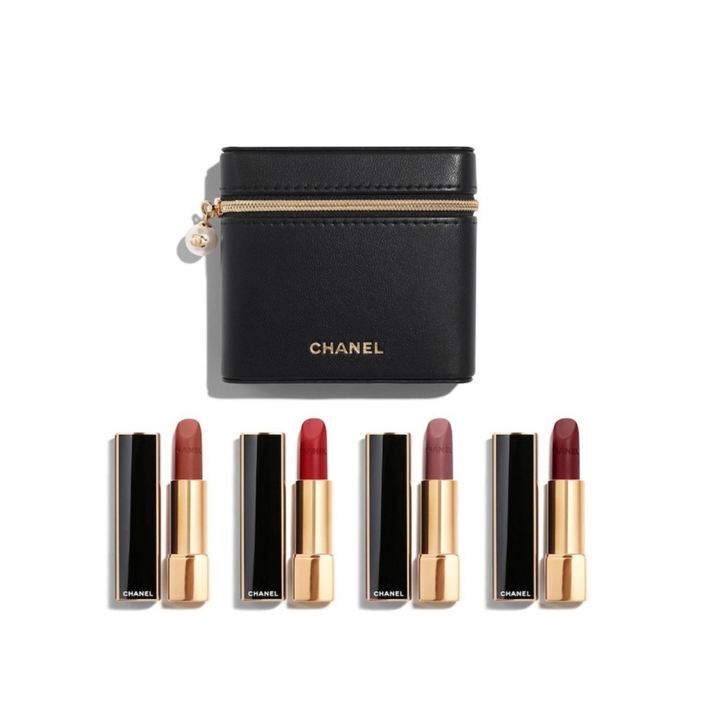 Chanel Rouge Allure Velvet set of 4 luminous matte lipstick in pearl zipper pull